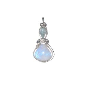 Handwrapped Sterling Rainbow Moonstone Pendant